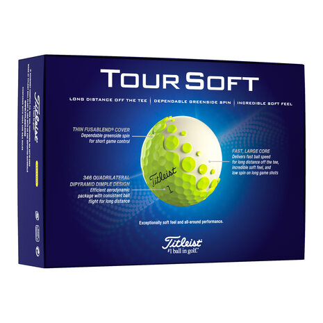 Titleist Tour soft gele golfballen bedrukken met logo