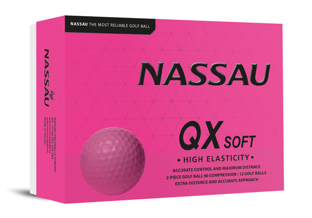 Nassau QX Soft Golf Balls printed with logo - Pink